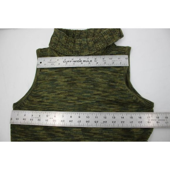 Calvin Klein Sweater Dress Women's M Acrylic Sleeveless Green Turtleneck pockets - Picture 10 of 10